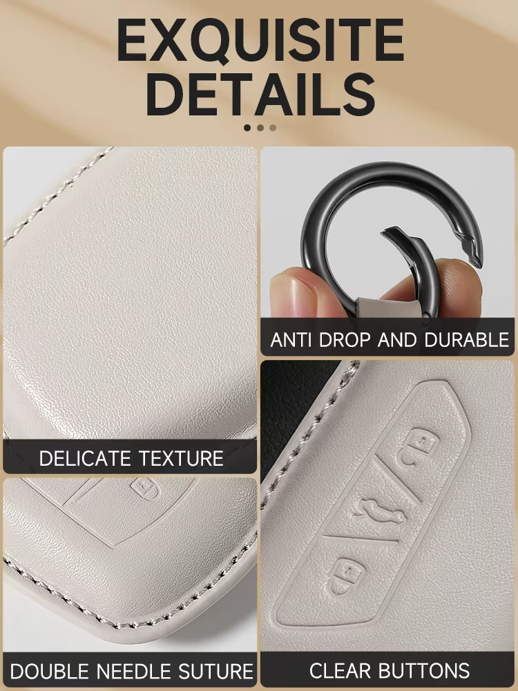 Leather Key Case Cover for Jaecoo J7 – 4-Button Smart Key Protection