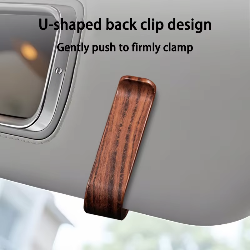 Wood Grain Car Sun Visor Glasses Clip for Jaecoo | Sunglasses & Card Holder Accessory
