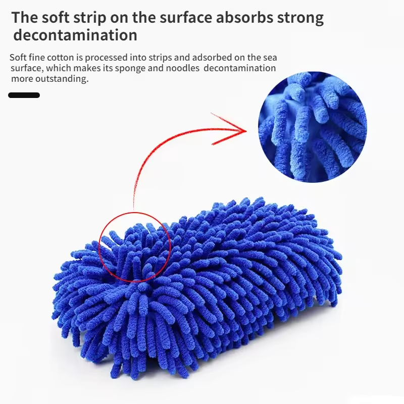 Microfiber Car Wash Mitt | Chenille Sponge Glove for Scratch-Free Vehicle Cleaning
