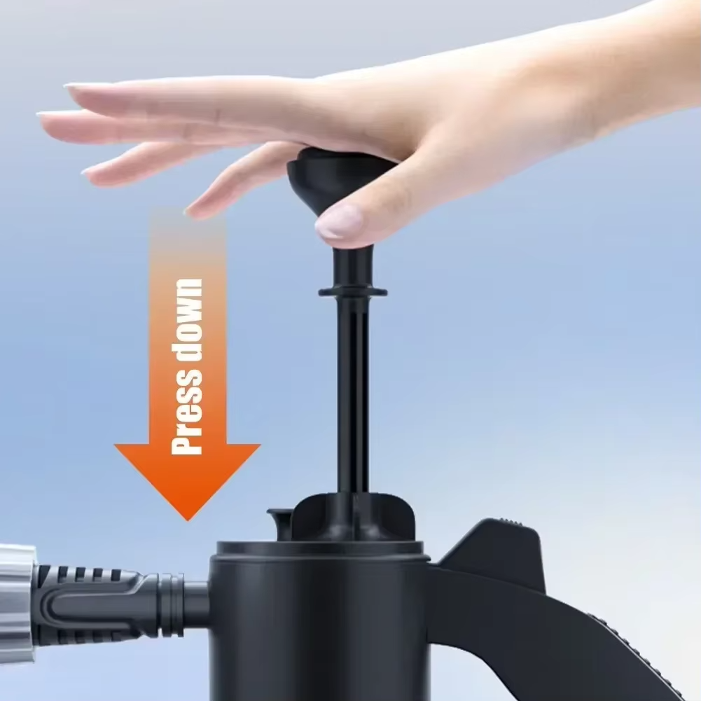 2L Hand Pump Foam Sprayer | Car Wash Snow Foam Bottle with 2 Nozzles
