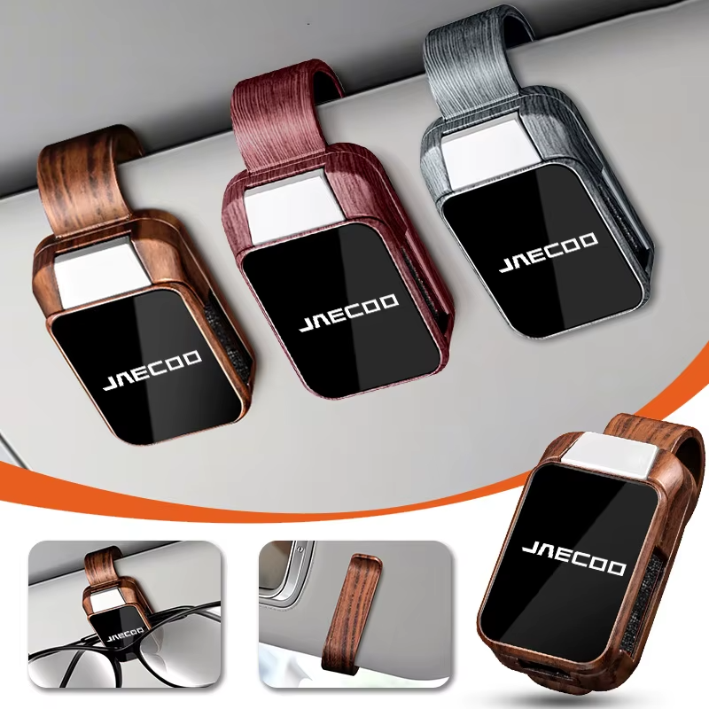 Wood Grain Car Sun Visor Glasses Clip for Jaecoo | Sunglasses & Card Holder Accessory