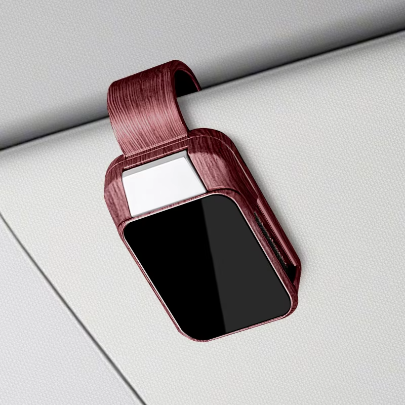 Wood Grain Car Sun Visor Glasses Clip for Jaecoo | Sunglasses & Card Holder Accessory