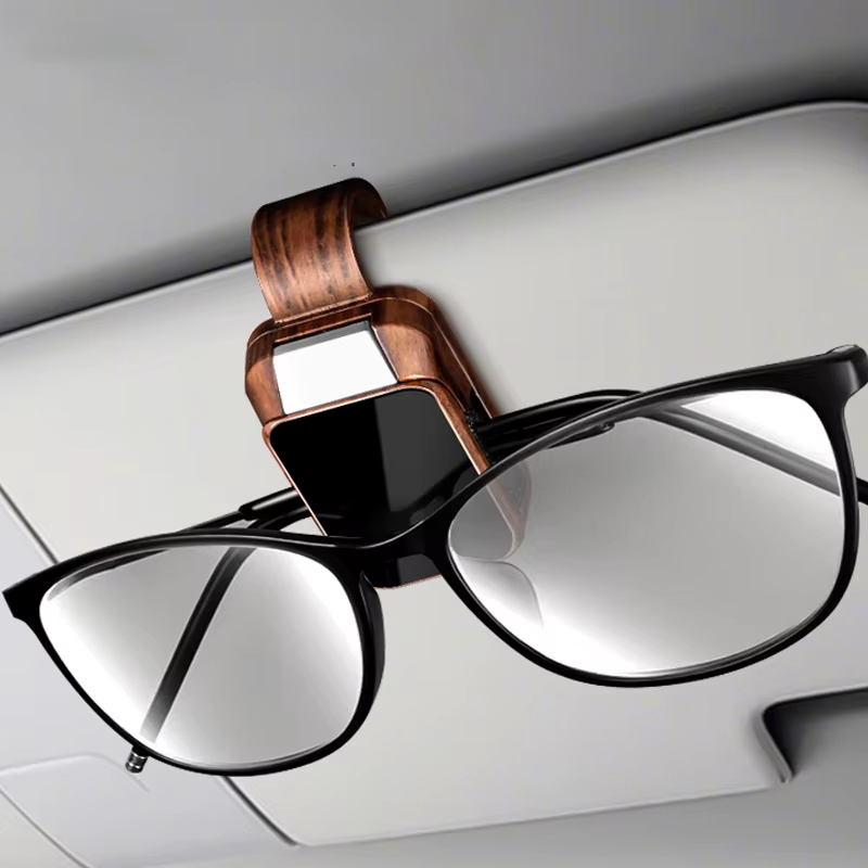 Wood Grain Car Sun Visor Glasses Clip for Jaecoo | Sunglasses & Card Holder Accessory