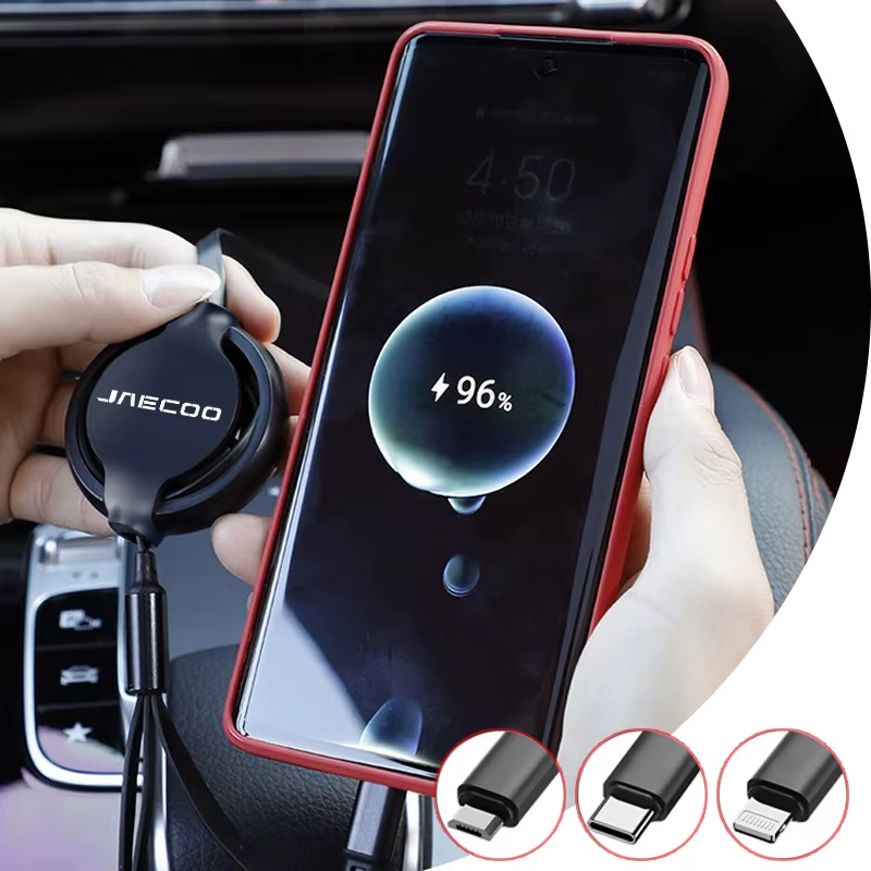 3-in-1 Retractable Car Charging Cable for Jaecoo | Fast USB Data Cable Accessory