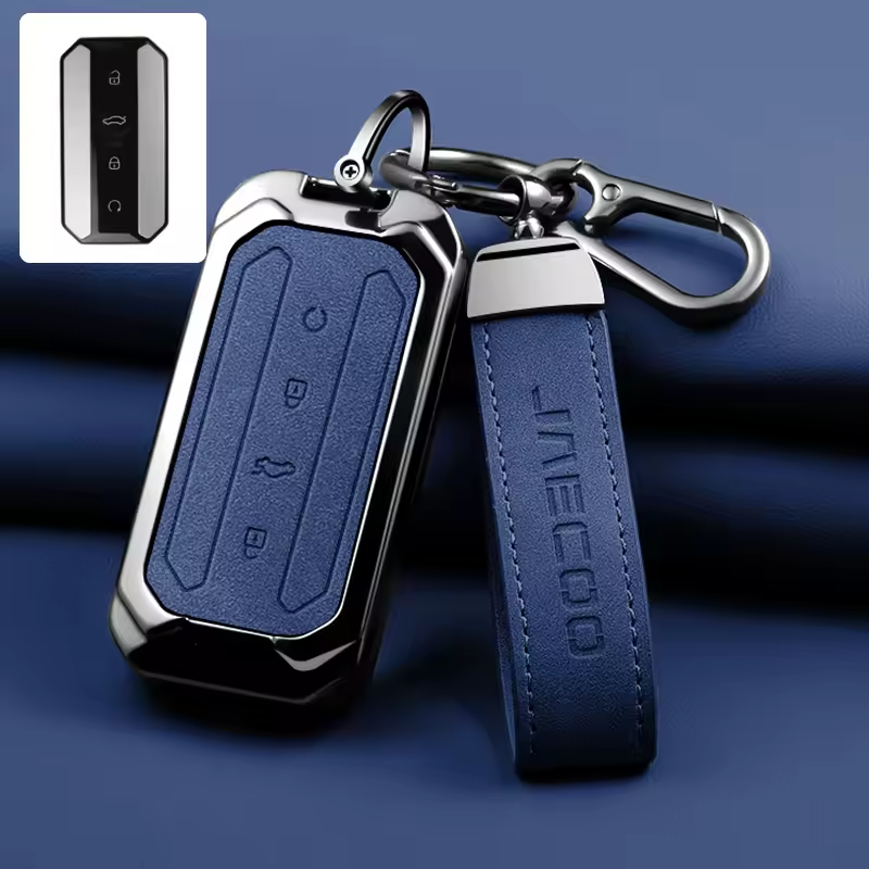 Luxury Zinc Alloy & Leather Key Cover for Jaecoo J5 | Premium Smart Key Protector Case with Keychain