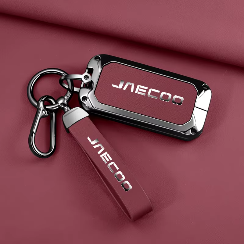 Zinc Alloy & Leather Key Cover for Jaecoo J5 | Smart Key Case with Protective Chain