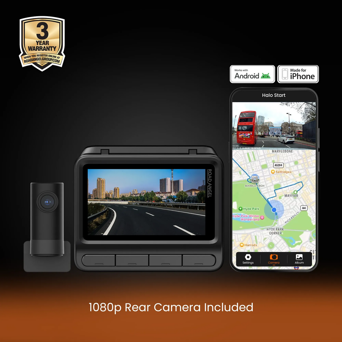Jaecoo Road Angel Halo Elite Dual Dash Cam – 4K Front & 1080p Rear Camera