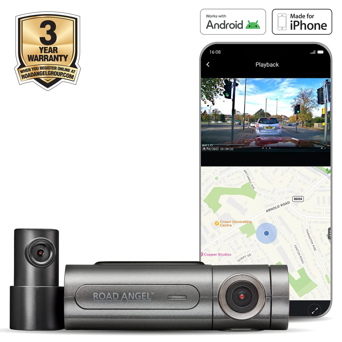 Jaecoo Road Angel Halo Pro v2 Dual Dash Cam – 2K Front & 1080p Rear