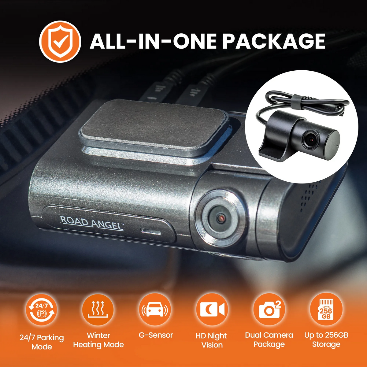 Jaecoo Road Angel Halo Pro v2 Dual Dash Cam – 2K Front & 1080p Rear